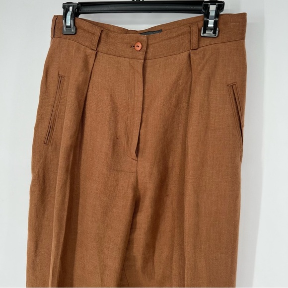 Vintage Linen Brown Gold Hardware Emblem Suit Blazer and Slacks - Picture 7 of 16